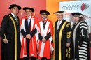 Vice-Chancellor Professor S. Bruce Dowton joins honorary doctorate recipients Senator the Honorable Bob Carr and His Excellency Dr Marty Natalegawa, with Chancellor The Hon Michael Egan and Deputy Chancellor Elizabeth Crouch [1246K].