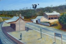 One of Lever's pieces, "Richard's store and station, Berowra c1911"
