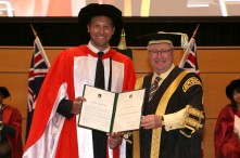 Ian Thorpe OAM with Chancellor The Hon Michael Egan AO