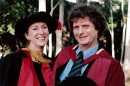 Professor Ros Croucher and Professor John Croucher, after John received his second PhD, in modern history, from Macquarie University.
