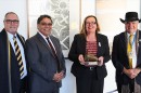 2015 Stanner Award – AIATSIS Principal Mr Russell Taylor AM, Deputy Vice-Chancellor (Indigenous Strategy and Services), University of Sydney Professor Shane Houston, 2015 W E H Stanner Award winner Dr Virginia Marshall, and AIATSIS Chairperson Professor Mick Dodson AM.