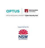 MQ cyber hub, NSW Government, Optus logos