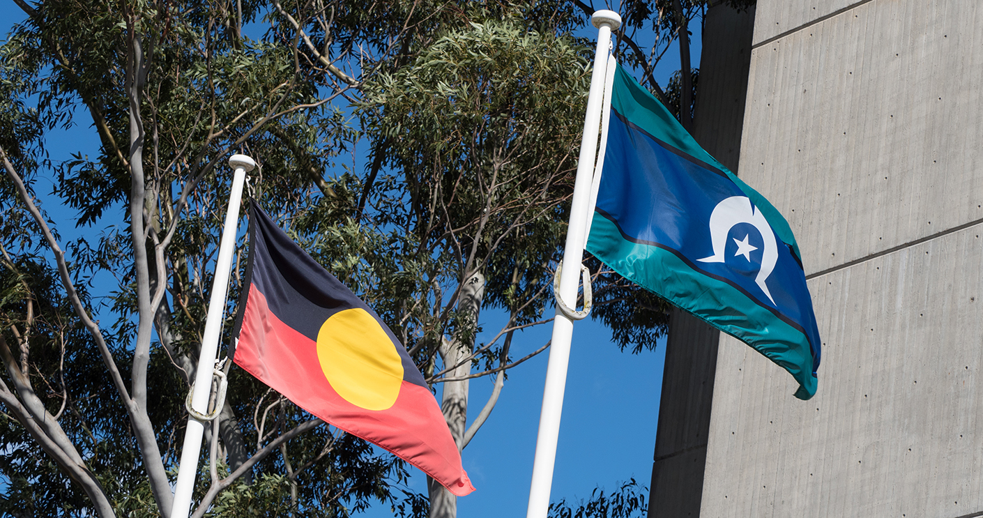 The Australian Aboriginal Flag and the Torres Strait Islander Flag Outside W3A