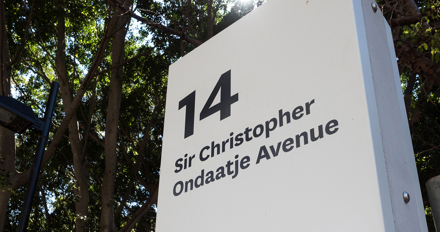 Sir Christopher Ondaatje Avenue signage