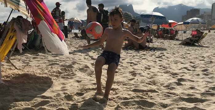 Bruno kid on Ipanema Beach, Brazil