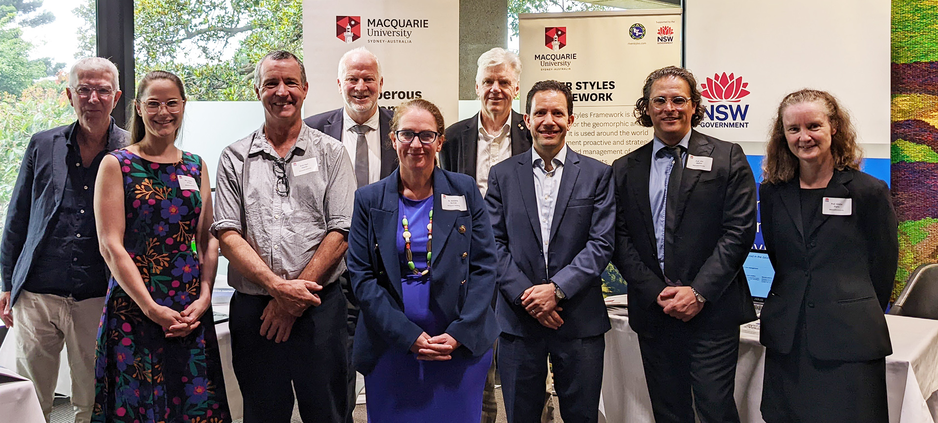 Pictured: The Macquarie staff who attended the Showcase L-R: Prof David Raftos, Ms Jessica O'Hare, Prof Paul Haynes, Prof Tom Smith, Assoc Prof Melanie Bishop, Prof Michael Aitken, Prof Andrew Lepone, Prof Vito Mollica, Prof Kirstie Fryirs